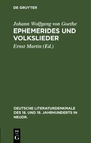 Cover of Ephemerides Und Volkslieder