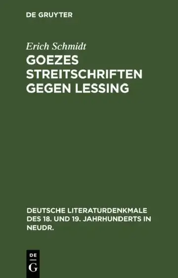 Cover of Goezes Streitschriften Gegen Lessing