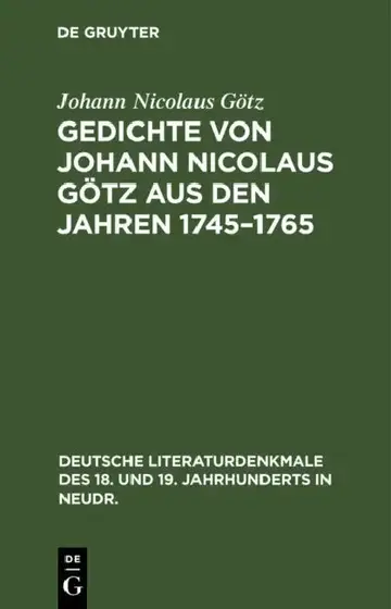 Cover of Gedichte Von Johann Nicolaus Götz Aus Den Jahren 1745-1765