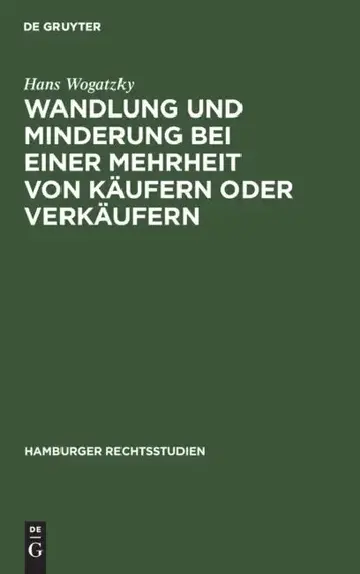 Cover of Wandlung Und Minderung Bei Einer Mehrheit Von Käufern Oder Verkäufern