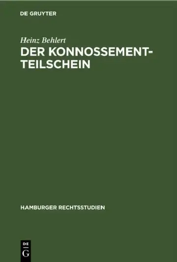 Cover of Der Konnossement-Teilschein