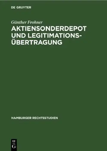 Cover of Aktiensonderdepot Und Legitimationsübertragung