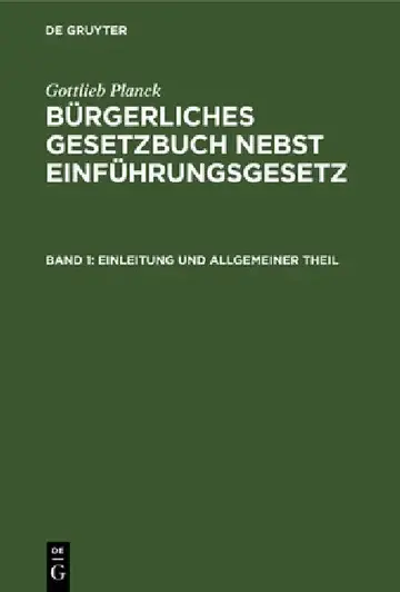 Cover of Einleitung Und Allgemeiner Theil