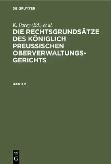 Cover of Die Rechtsgrundsätze Des Königlich Preussischen Oberverwaltungsgerichts. Band 2