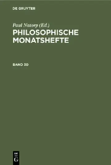 Cover of Philosophische Monatshefte. Band 30