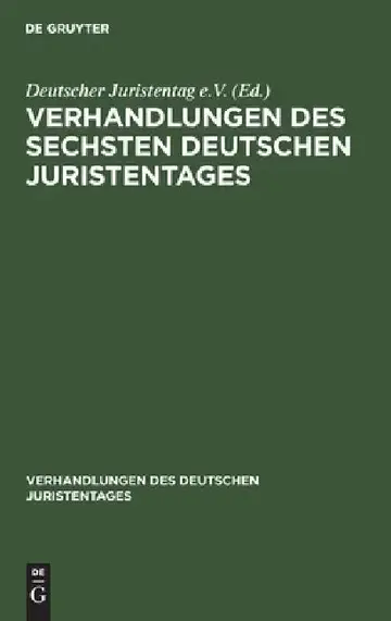 Cover of Verhandlungen Des Sechsten Deutschen Juristentages