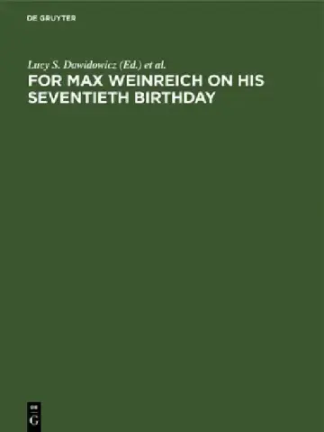 Cover of For Max Weinreich on His Seventieth Birthday