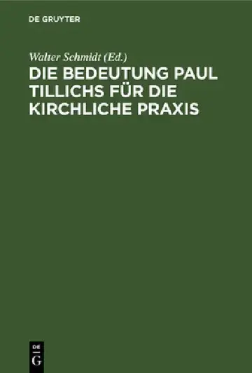 Cover of Die Bedeutung Paul Tillichs Für Die Kirchliche PRAXIS