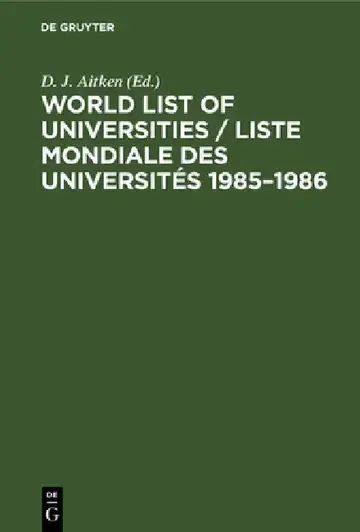 Cover of World List of Universities / Liste Mondiale Des Universités 1985-1986