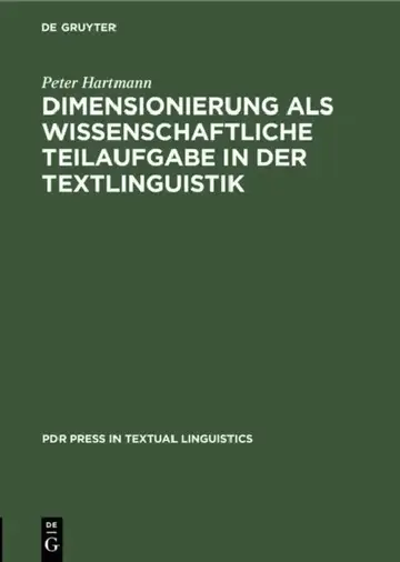 Cover of Dimensionierung ALS Wissenschaftliche Teilaufgabe in Der Textlinguistik