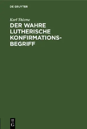 Cover of Der Wahre Lutherische Konfirmationsbegriff