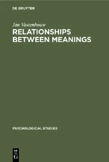 Cover of Relationships Between Meanings