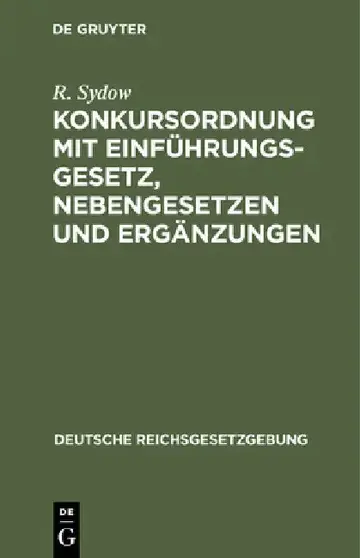 Cover of Konkursordnung Mit Einführungsgesetz, Nebengesetzen Und Ergänzungen