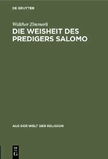 Cover of Die Weisheit Des Predigers Salomo
