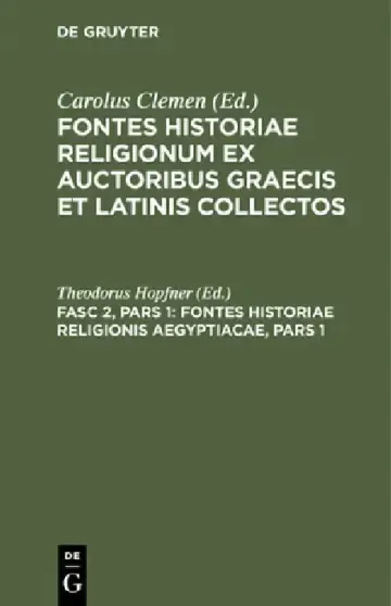 Cover of Fontes Historiae Religionis Aegyptiacae, Pars 1