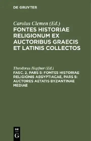 Cover of Fontes Historiae Religionis Aegyptiacae, Pars 5