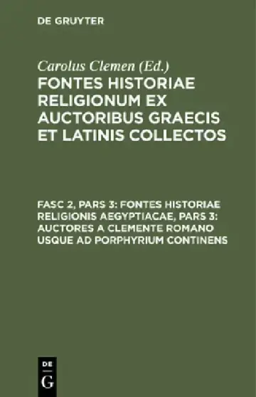 Cover of Fontes Historiae Religionis Aegyptiacae, Pars 3