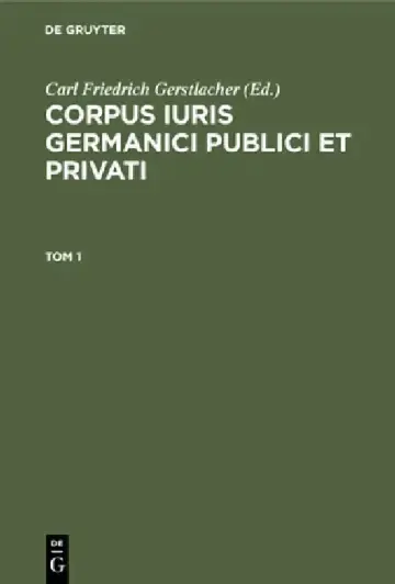 Cover of Corpus Iuris Germanici Publici Et Privati. Tom 1