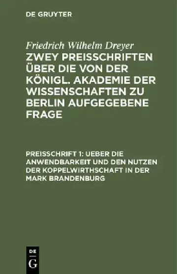 Cover of Ueber Die Anwendbarkeit Und Den Nutzen Der Koppelwirthschaft in Der Mark Brandenburg