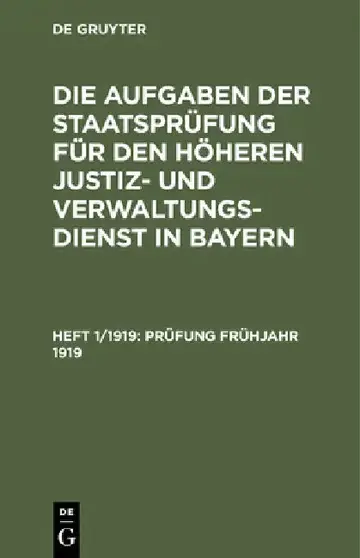Cover of Prüfung Frühjahr 1919