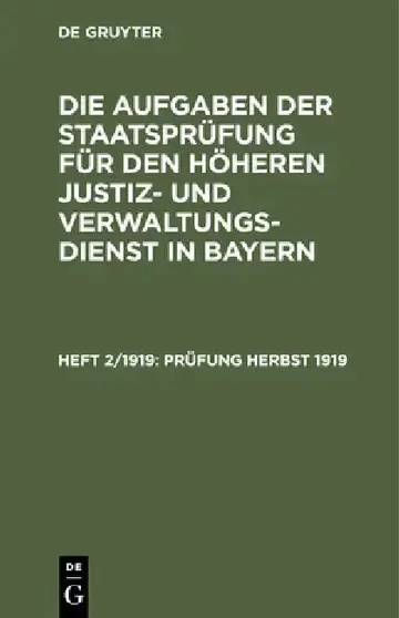Cover of Prüfung Herbst 1919