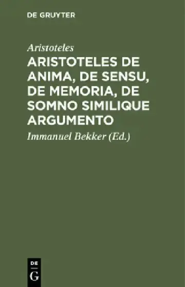 Cover of Aristoteles de Anima, de Sensu, de Memoria, de Somno Similique Argumento