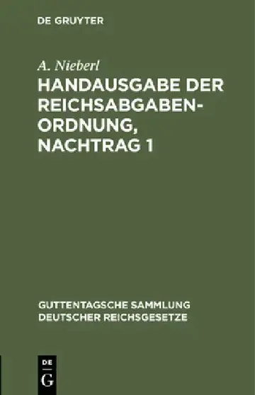 Cover of Handausgabe Der Reichsabgabenordnung, Nachtrag 1