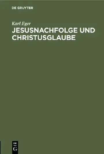 Cover of Jesusnachfolge Und Christusglaube