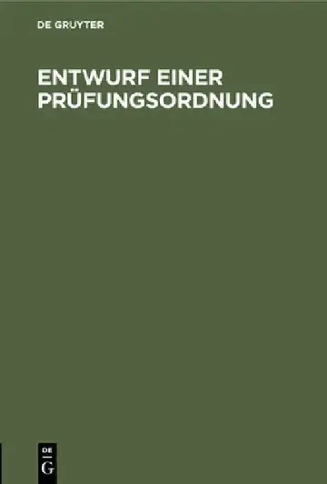 Cover of Entwurf Einer Prüfungsordnung
