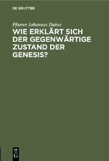 Cover of Wie Erklärt Sich Der Gegenwärtige Zustand Der Genesis?