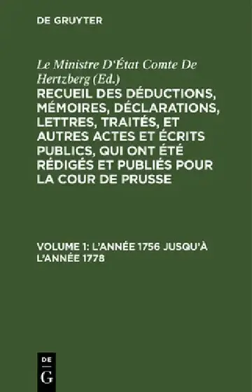 Cover of L'Année 1756 Jusqu'à l'Année 1778