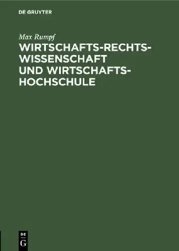 Cover of Wirtschafts-Rechts-Wissenschaft Und Wirtschafts-Hochschule