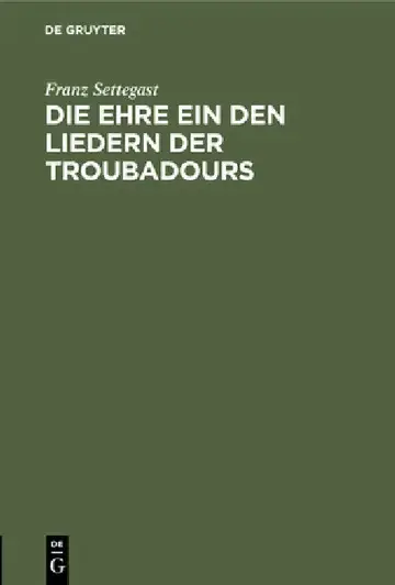 Cover of Die Ehre Ein Den Liedern Der Troubadours