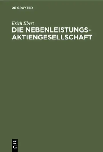 Cover of Die Nebenleistungsaktiengesellschaft
