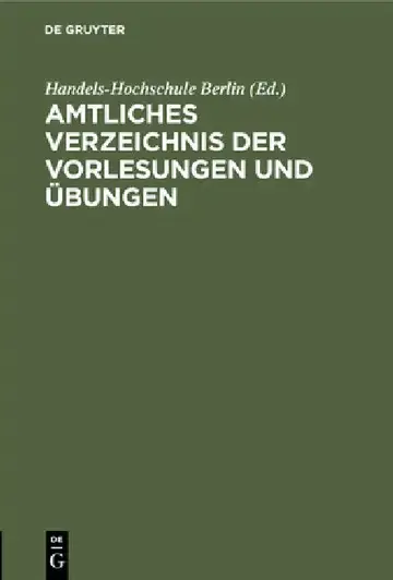 Cover of Amtliches Verzeichnis Der Vorlesungen Und Übungen