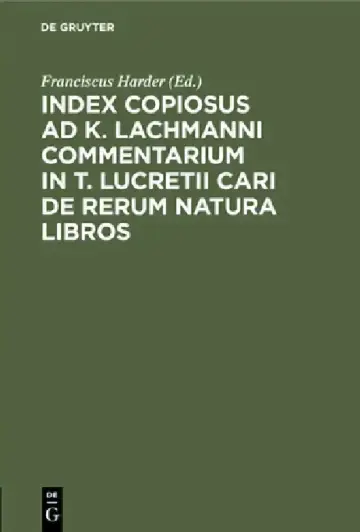 Cover of Index Copiosus AD K. Lachmanni Commentarium in T. Lucretii Cari de Rerum Natura Libros