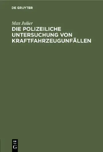 Cover of Die Polizeiliche Untersuchung Von Kraftfahrzeugunfällen