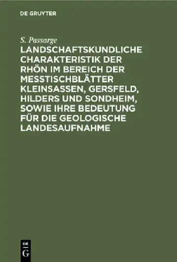 Cover of Landschaftskundliche Charakteristik Der Rhön Im Bereich Der Meßtischblätter Kleinsassen, Gersfeld, Hilders Und Sondheim, Sowie Ihre Bedeutung Für Die