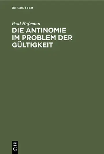 Cover of Die Antinomie Im Problem Der Gültigkeit