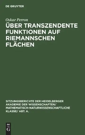 Cover of Über Transzendente Funktionen Auf Riemannschen Flächen