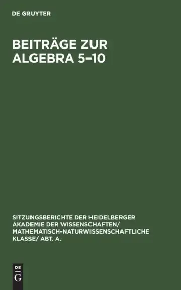 Cover of Beiträge Zur Algebra 5-10