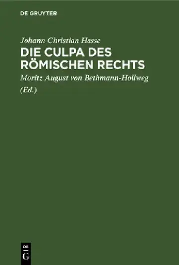 Cover of Die Culpa Des Römischen Rechts