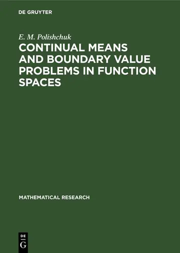 Cover of Continual Means and Boundary Value Problems in Function Spaces