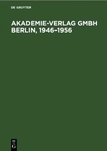 Cover of Akademie-Verlag Gmbh Berlin, 1946-1956