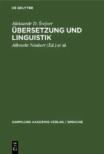 Cover of Übersetzung Und Linguistik