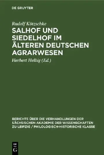 Cover of Salhof Und Siedelhof Im Älteren Deutschen Agrarwesen