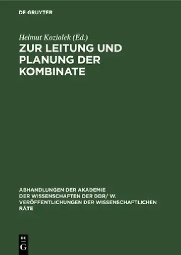 Cover of Zur Leitung Und Planung Der Kombinate