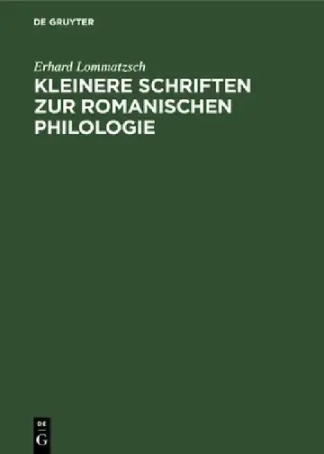 Cover of Kleinere Schriften Zur Romanischen Philologie