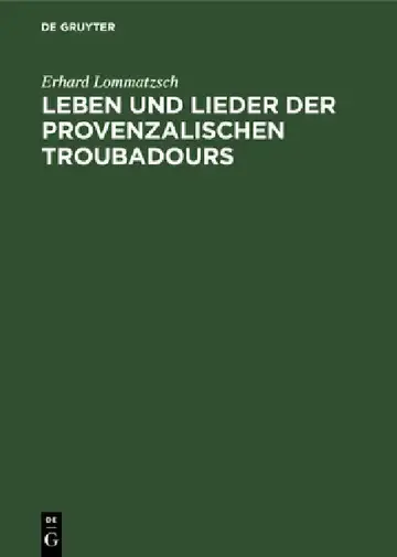 Cover of Leben Und Lieder Der Provenzalischen Troubadours