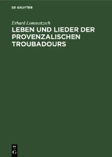 Cover of Leben Und Lieder Der Provenzalischen Troubadours
